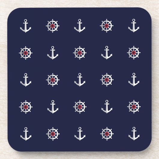 Rotes weißes und blaues Anker-Muster Untersetzer (Vorderseite)
