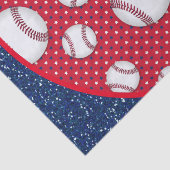 Rotes weißes und blaues Baseballpapier Seidenpapier (Detail)