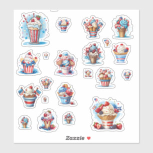 Rotes Weißes und Blaues Eis Aufkleber