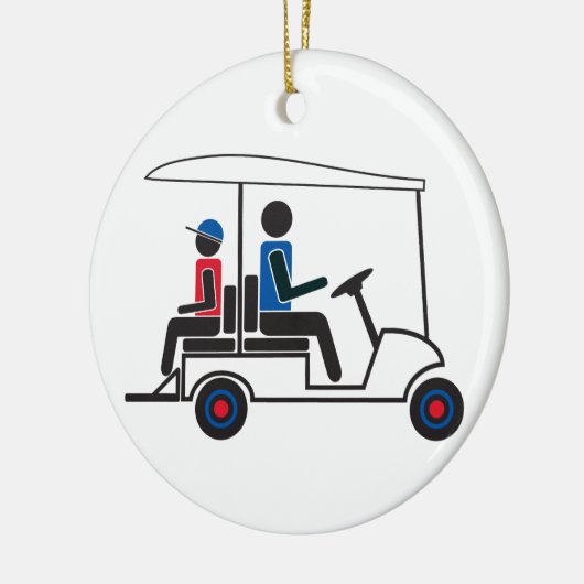 rotes, weißes und blaues Familien-Golfmobil PTC GA Keramikornament (Links)