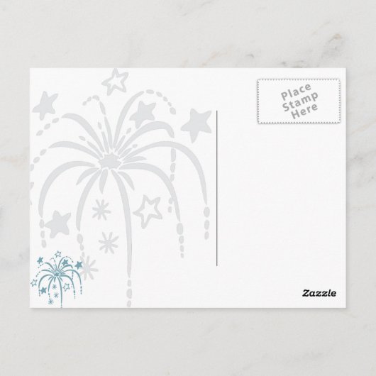 Rotes weißes und blaues Feuerwerk 4. Juli Postkart Postkarte (Rückseite)