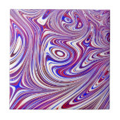 Rotes, Weißes und Blaues Fraktal Design Fliese (Vorderseite)