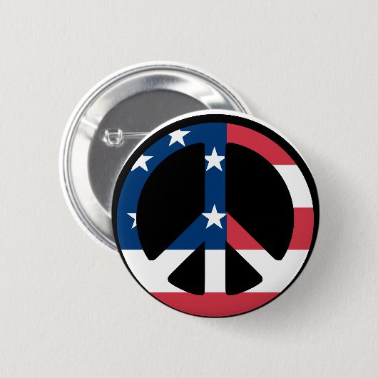 ROTES WEISSES UND BLAUES FRIEDENSzeichen Button (Vorne & Hinten)