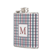Rotes, Weißes und Blaues Karo-Monogramm Flachmann (Links)