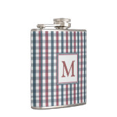 Rotes, Weißes und Blaues Karo-Monogramm Flachmann (Rechts)