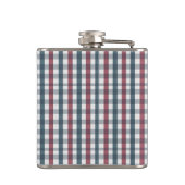 Rotes, Weißes und Blaues Karo-Monogramm Flachmann (Rückseite)