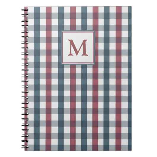 Rotes, Weißes und Blaues Karo-Monogramm Notizblock (Vorderseite)