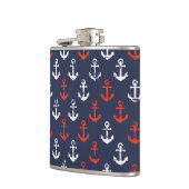 Rotes weißes und blaues Marine-Muster Flachmann (Links)