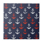 Rotes weißes und blaues Marine-Muster Fliese (Vorderseite)