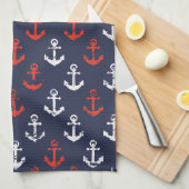 Rotes weißes und blaues Marine-Muster Geschirrtuch (Viertel Falte)