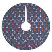 Rotes weißes und blaues Marine-Muster Polyester Weihnachtsbaumdecke (Vorderseite)