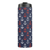 Rotes weißes und blaues Marine-Muster Thermosbecher (Vorderseite)