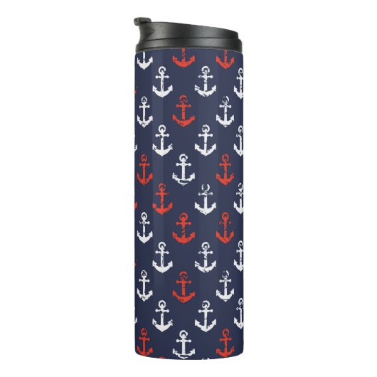 Rotes weißes und blaues Marine-Muster Thermosbecher (Nach rechts gedreht)