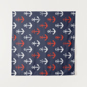 Rotes weißes und blaues Marine-Muster Wandteppich (Vorderseite)