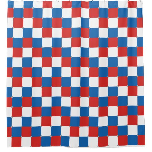 Rotes weißes und blaues Muster Duschvorhang (Vorderseite)