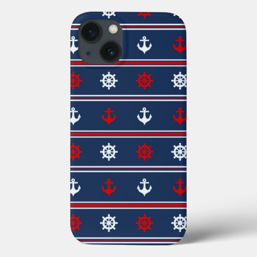 rotes weißes und blaues Nautikmuster Case-Mate iPhone Hülle (Rückseite)