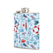 Rotes weißes und blaues nautischmuster flachmann (Links)