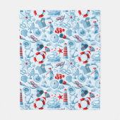 Rotes weißes und blaues nautischmuster fleecedecke (Vorderseite)