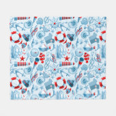 Rotes weißes und blaues nautischmuster fleecedecke (Vorderseite (Horizontal))