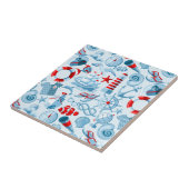 Rotes weißes und blaues nautischmuster fliese (Seite)