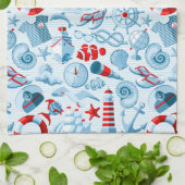 Rotes weißes und blaues nautischmuster handtuch (Gefaltet)