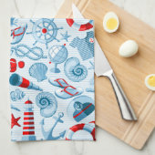 Rotes weißes und blaues nautischmuster handtuch (Viertel Falte)