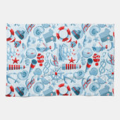 Rotes weißes und blaues nautischmuster handtuch (Horizontal)