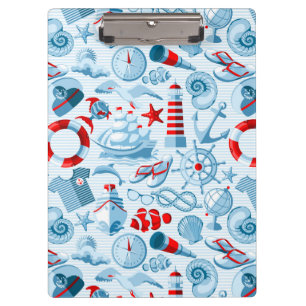 Rotes weißes und blaues nautischmuster klemmbrett