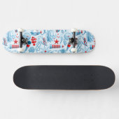Rotes weißes und blaues nautischmuster skateboard (Horizontal)