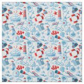 Rotes weißes und blaues nautischmuster stoff (Muster)