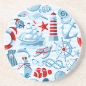 Rotes weißes und blaues nautischmuster untersetzer (Vorne)