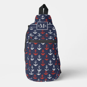 rotes, weißes und blaues Navy-Muster Crossbody Bag