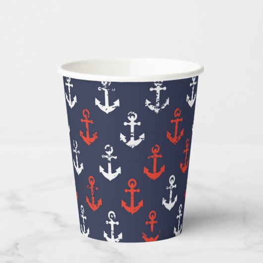 rotes, weißes und blaues Navy-Muster Pappbecher (Links)