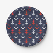 rotes, weißes und blaues Navy-Muster Pappteller (Vorderseite)