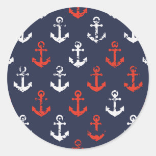 rotes, weißes und blaues Navy-Muster Runder Aufkleber