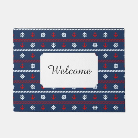 Rotes weißes und blaues Ozean-Muster | addieren Fußmatte (Vorderseite)