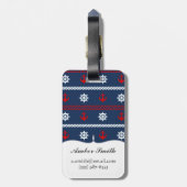 Rotes weißes und blaues Ozean-Muster Gepäckanhänger (Rückseite vertikal)