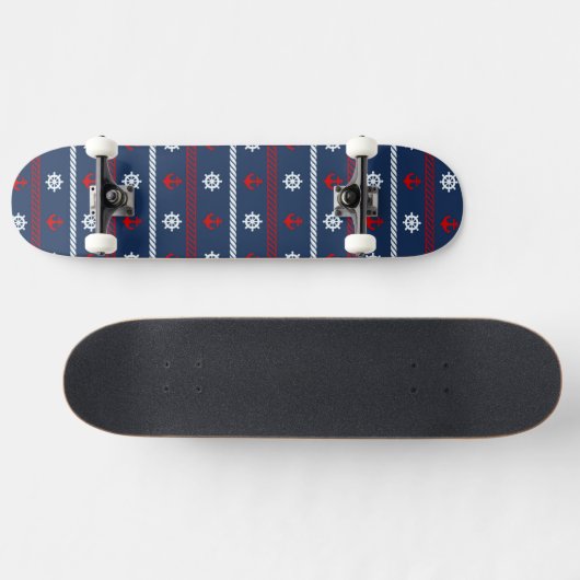 Rotes weißes und blaues Ozean-Muster Skateboard (Horizontal)