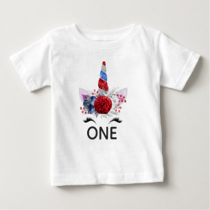 Rotes, Weißes und Blaues Patriotisches Einhorn Baby T-shirt