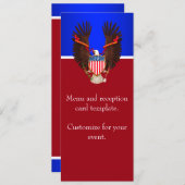 Rotes, weißes und blaues Patriotisches Hochzeitsme Menükarte (Vorne/Hinten)