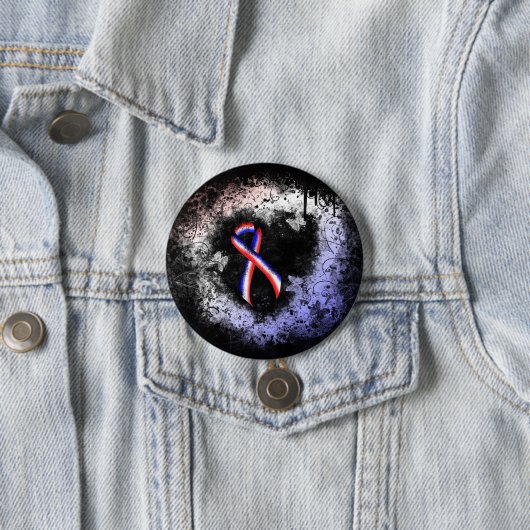 Rotes, weißes und blaues Ribbon Grunge Herz Button (Beispiel)
