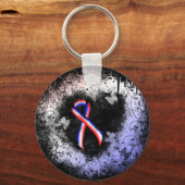 Rotes, weißes und blaues Ribbon Grunge Herz Schlüsselanhänger (Vorderseite)