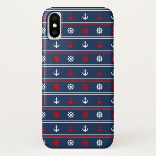 Rotes weißes und blaues Seemuster Case-Mate iPhone Hülle (Rückseite)
