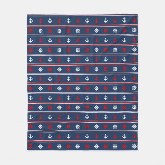 Rotes weißes und blaues Seemuster Fleecedecke (Vorderseite)