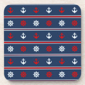 Rotes weißes und blaues Seemuster Getränkeuntersetzer (Vorderseite)