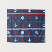 Rotes weißes und blaues Seemuster Wandteppich (Vorderseite (Horizontal))