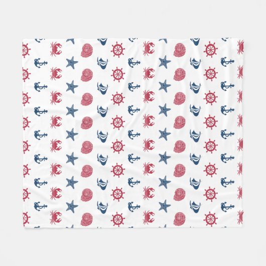 Rotes weißes und blaues Seesymbol-Muster Fleecedecke (Vorderseite (Horizontal))