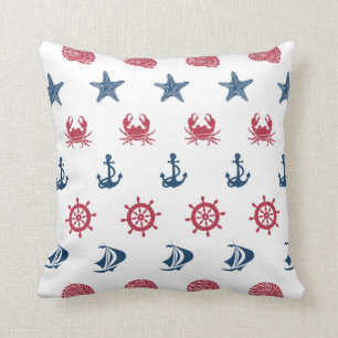 Rotes weißes und blaues Seesymbol-Muster Kissen