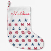 Rotes weißes und blaues Seesymbol-Muster | Kleiner Weihnachtsstrumpf (Vorderseite)
