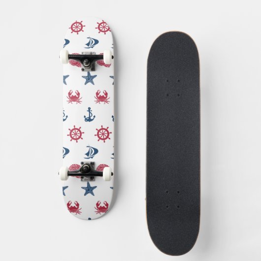 Rotes weißes und blaues Seesymbol-Muster Skateboard (Vorderseite)
